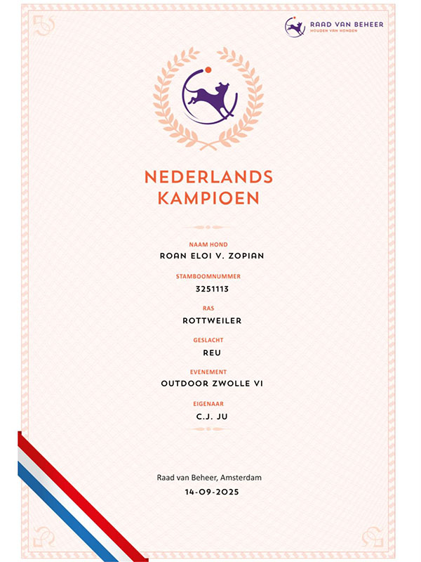 certificaat-nederlands-kampioen-roan-eloi